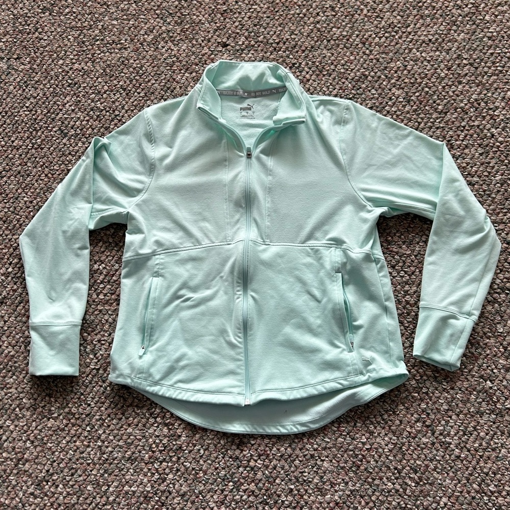 PUMA full zip athletic jacket, seafoam green, size L
